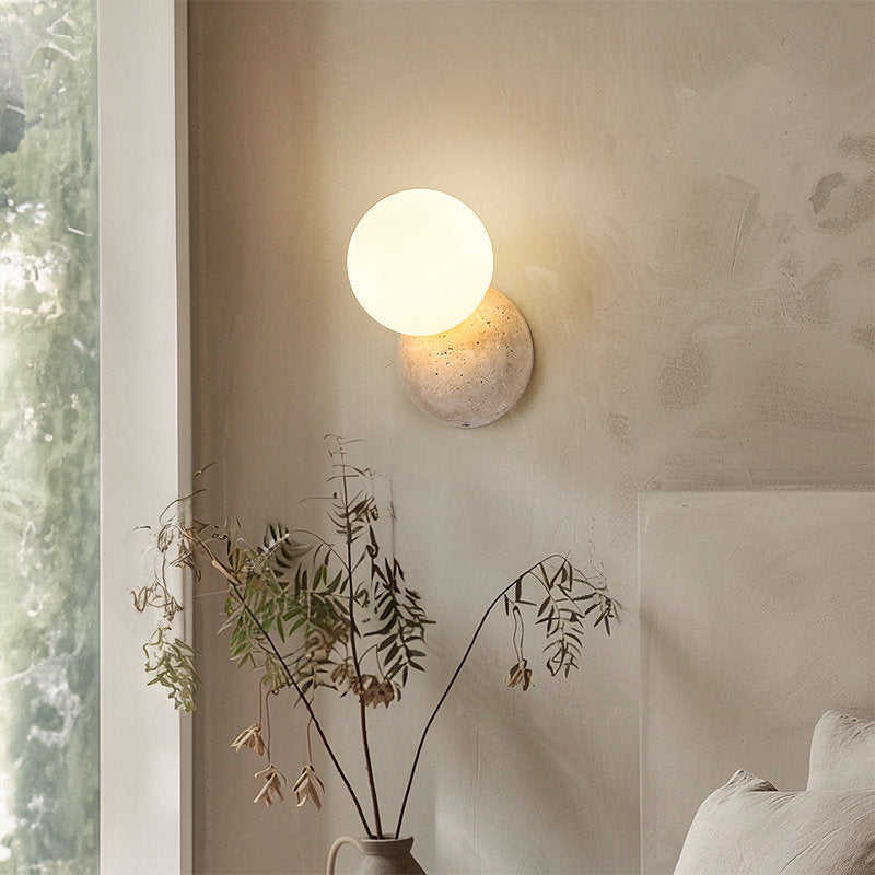 Minimalist Travertine Wall Lamp - Wabi-sabi Sconce