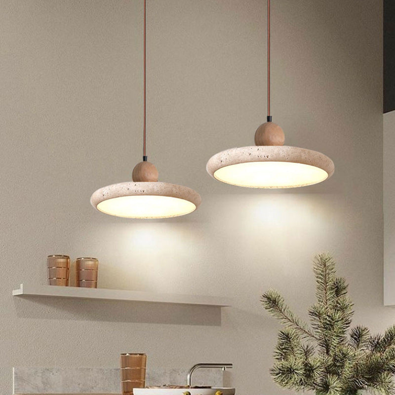 Sphere Wabi-sabi Travertine Pendant Light - Organic Natural Stone Chandelier