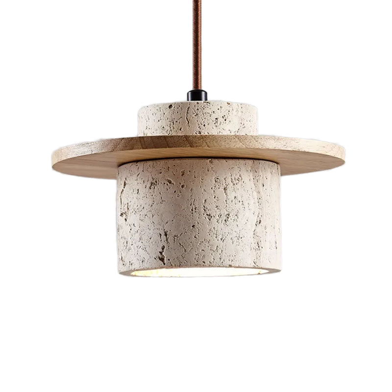 Wabi-Sabi Inspired Travertine Stone Pendant Light - Japandi Style