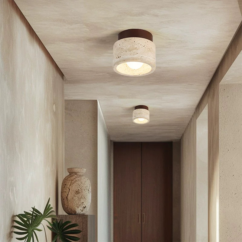 Minimalist Wabi-sabi Travertine Chandelier - Artistic Geometric Lighting
