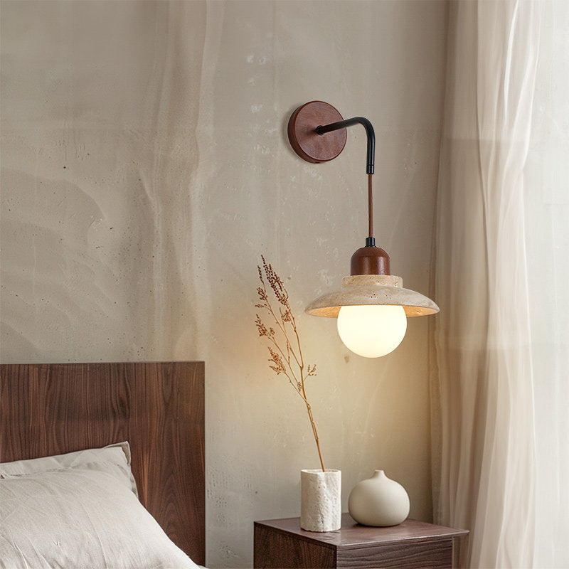 Minimalist Travertine Wall Lamp - Wabi-sabi Sconce