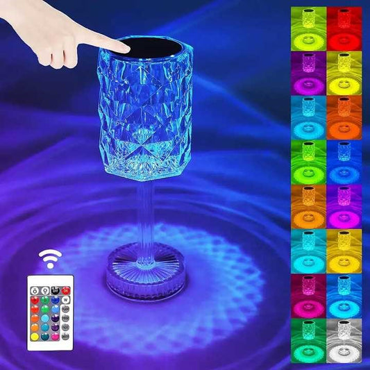 Sparkling Crystal Lamparas Usb Charging Touch Night Light Lamp Decoration 16 Color Changing Rgb Led Crystal Table Lamp