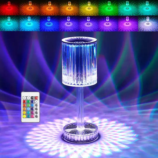 Romantic Rose 16 Color Changing Crystal Touch Lamp Table Lamp for Bedroom Living Room Kids Room Party
