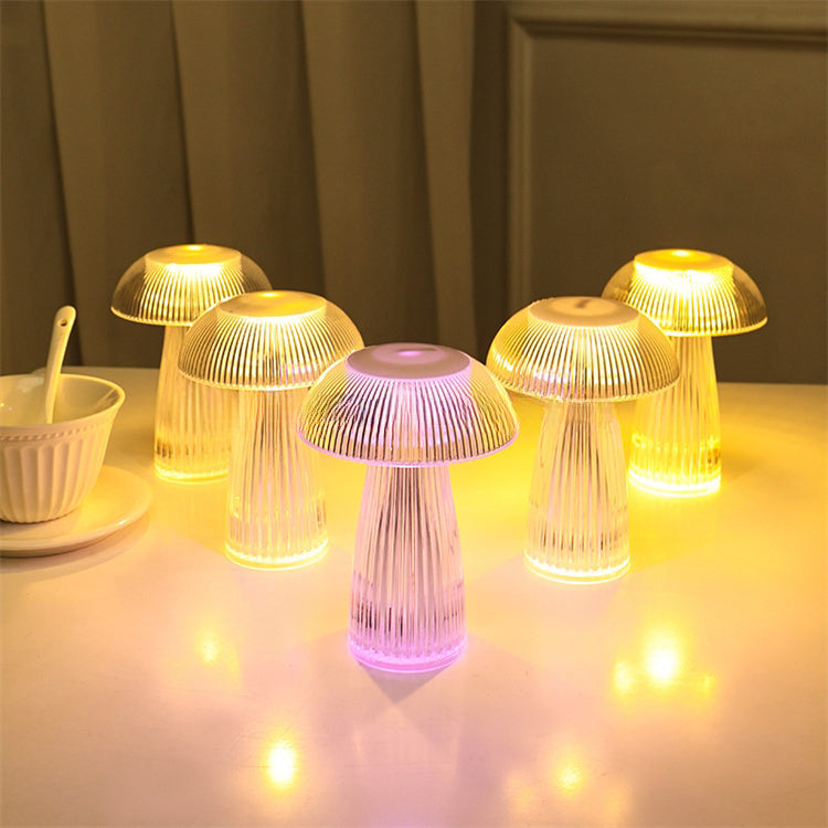 Decor RGB lampada atmosphere cheaper night light crystal battery mushroom jellyfish led table lamp for kids bedroom office