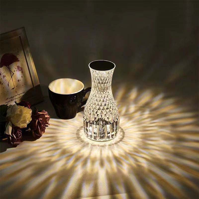 Decorative Touch Control Desk Lamps With Usb Charging Table Light Luxury Led Cordless Crystal Table Lamp For Restaurant Bedroom