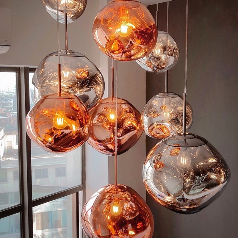 Lava pendant lamp in the duplex staircase of the villa, a designer's piece suitable for both living rooms and dining rooms