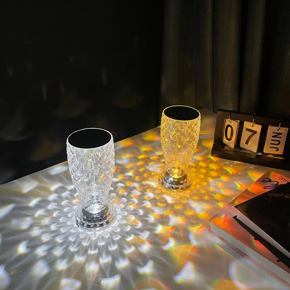 LED Crystal Table Lamp Bedroom Atmosphere Light 16-color USB Touch NightLight Decorative Lights