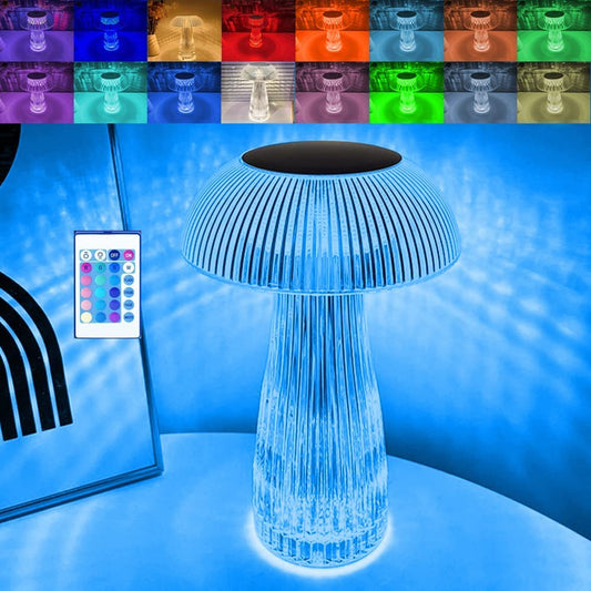 Decor RGB lampada atmosphere cheaper night light crystal battery mushroom jellyfish led table lamp for kids bedroom office