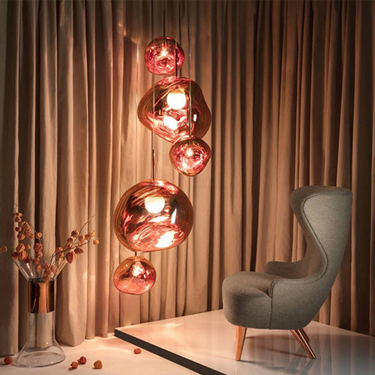 Lava pendant lamp in the duplex staircase of the villa, a designer's piece suitable for both living rooms and dining rooms