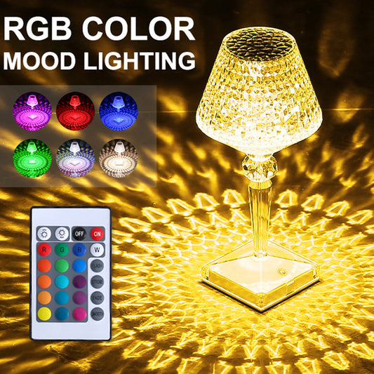 Indoor home beside usb charge modern design decoration touch sensor color change night led highlight crystal table lamp