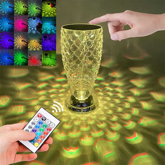 LED Crystal Table Lamp Bedroom Atmosphere Light 16-color USB Touch NightLight Decorative Lights