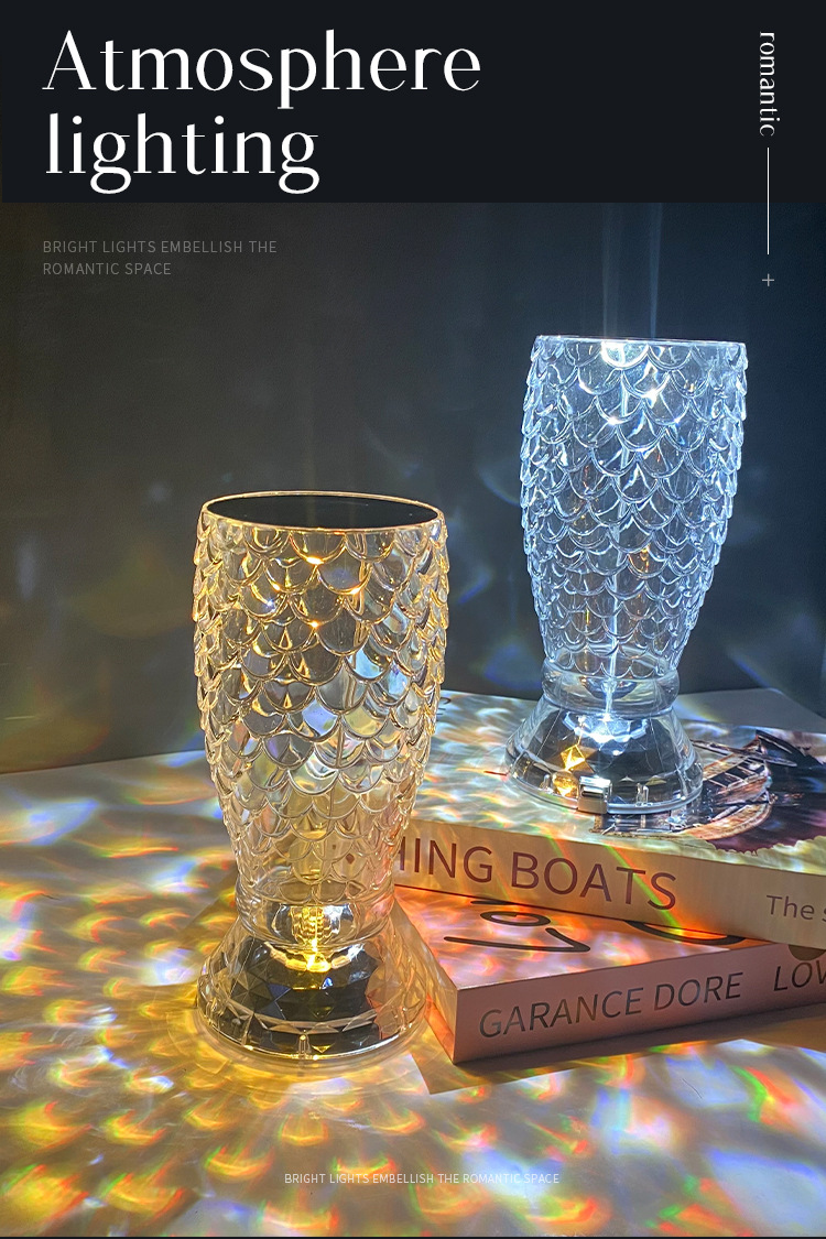 LED Crystal Table Lamp Bedroom Atmosphere Light 16-color USB Touch NightLight Decorative Lights