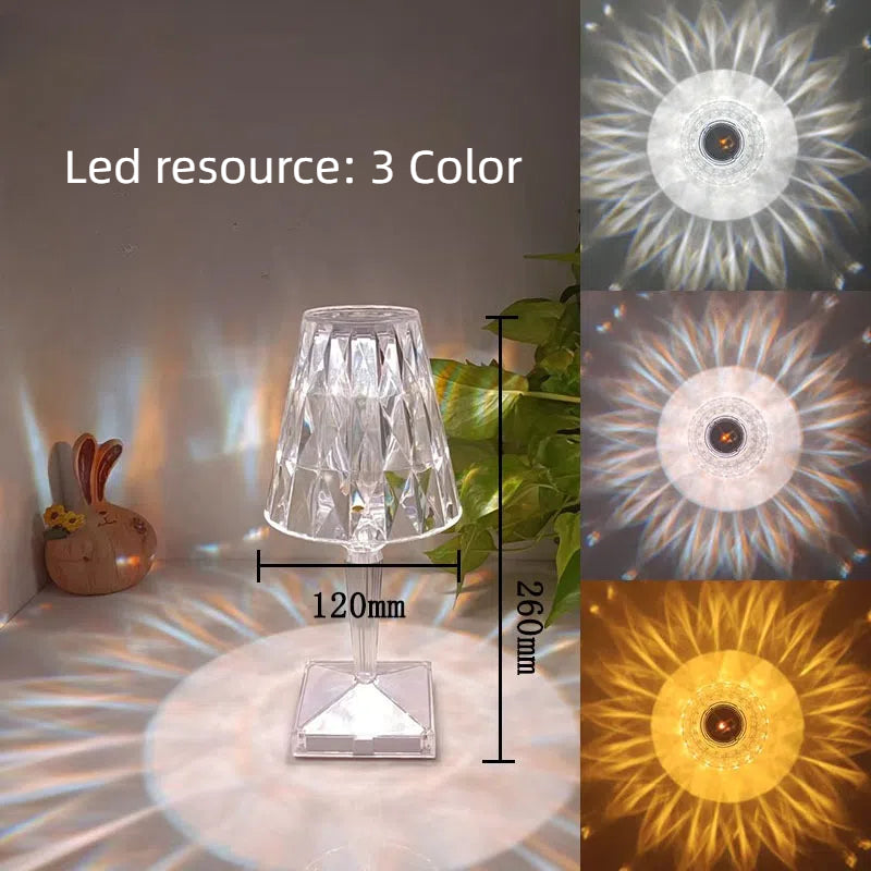 16 Colors LED Night Light Touch Control Atmosphere lamp RGB Color Changing Crystal Table Lamp for Bedroom