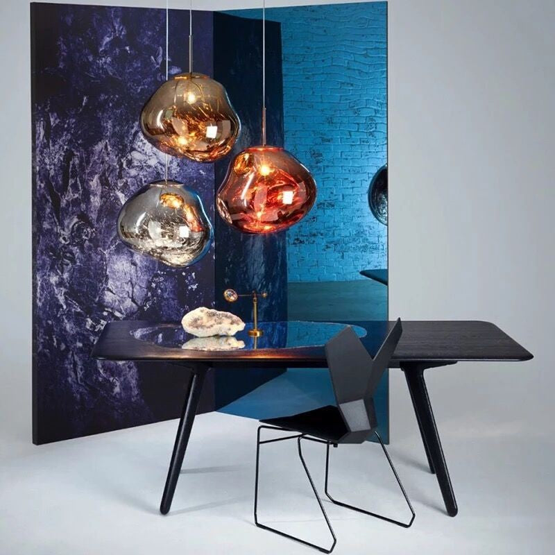 Lava pendant lamp in the duplex staircase of the villa, a designer's piece suitable for both living rooms and dining rooms