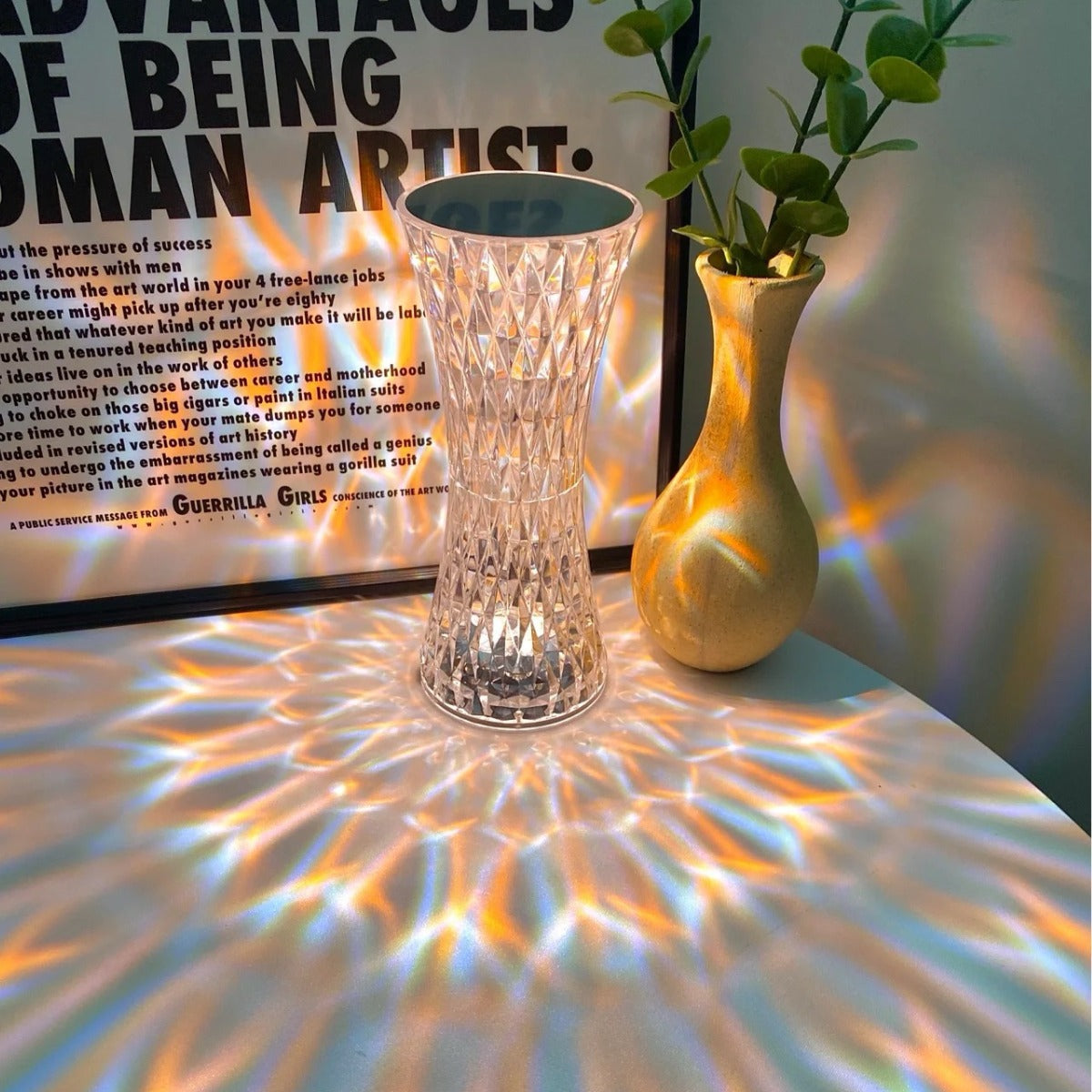 16 RGB Color Changing Crystal Light with Brightness Adjustment Romantic Rechargeable Table Lamp