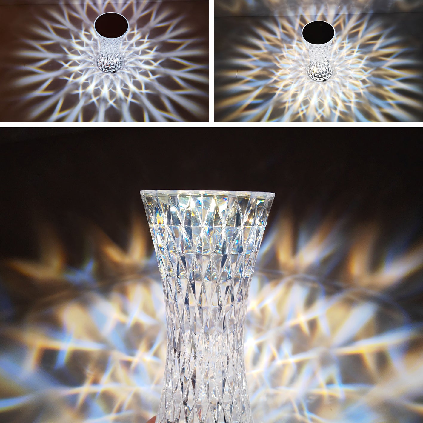 16 RGB Color Changing Crystal Light with Brightness Adjustment Romantic Rechargeable Table Lamp