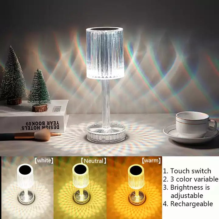 Romantic Rose 16 Color Changing Crystal Touch Lamp Table Lamp for Bedroom Living Room Kids Room Party