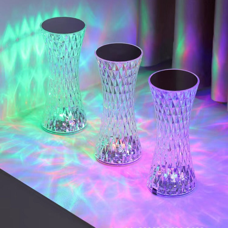 16 RGB Color Changing Crystal Light with Brightness Adjustment Romantic Rechargeable Table Lamp