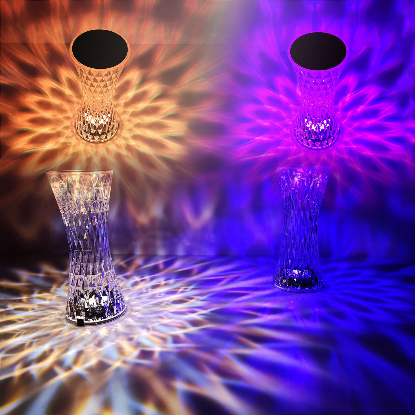 16 RGB Color Changing Crystal Light with Brightness Adjustment Romantic Rechargeable Table Lamp