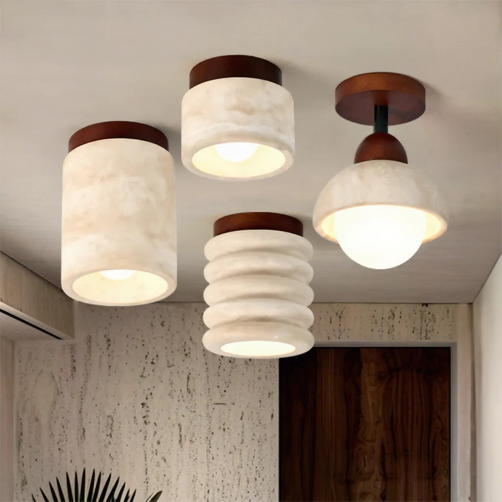 Minimalist Wabi-sabi Travertine Chandelier - Artistic Geometric Lighting
