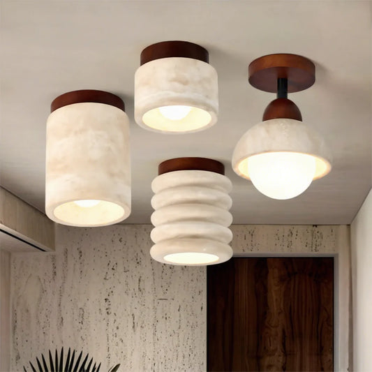 Minimalist Wabi-sabi Travertine Chandelier - Artistic Geometric Lighting