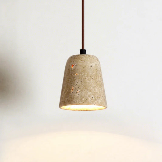 Telescopic Wabi-sabi Travertine Pendant Light - Modern Bedside Chandelier