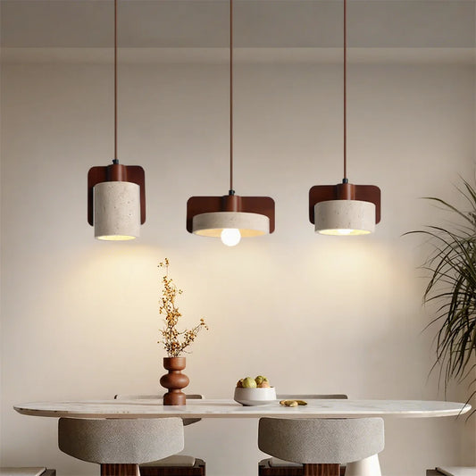 Artisanal Yellow Travertine Pendant Light - Mid-century Modern Sconce