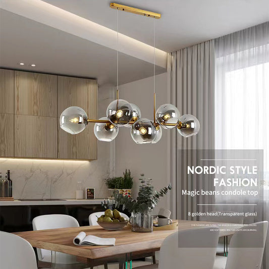 Elegant 3-Light Glass Globe Chandelier - Polished Gold Finish