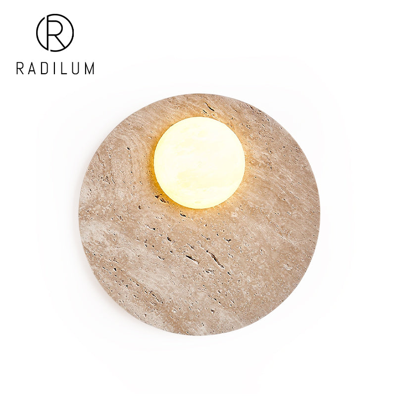 Zen Minimalist Travertine Wall Lamp - Japanese Wabi-sabi Sconce