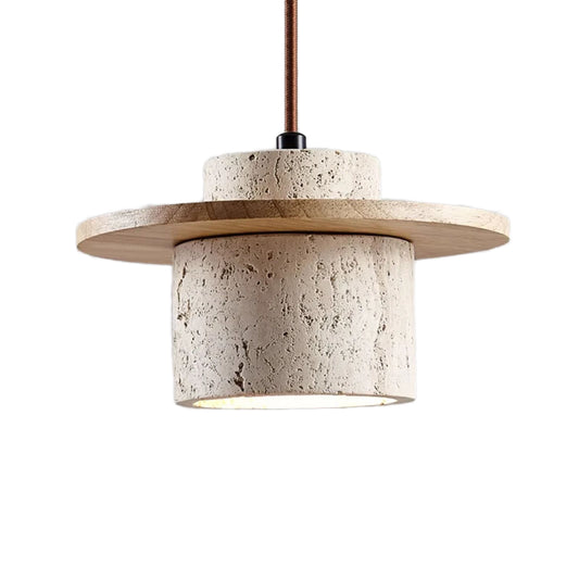 Wabi-Sabi Inspired Travertine Stone Pendant Light - Japandi Style