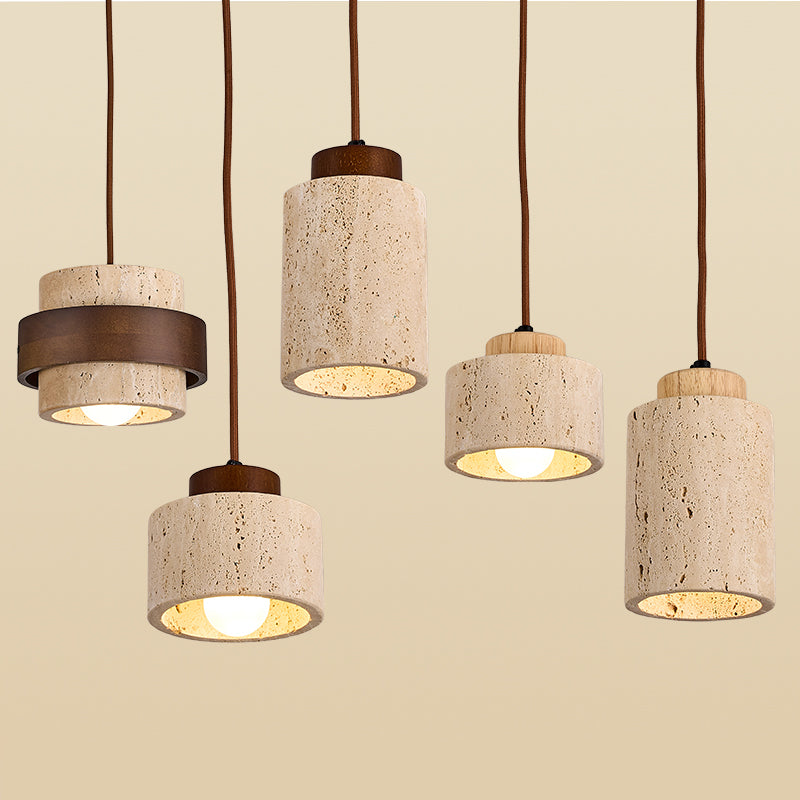 Sphere Wabi-sabi Travertine Pendant Light - Organic Natural Stone Chandelier