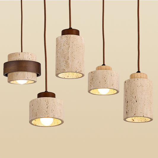Sphere Wabi-sabi Travertine Pendant Light - Organic Natural Stone Chandelier
