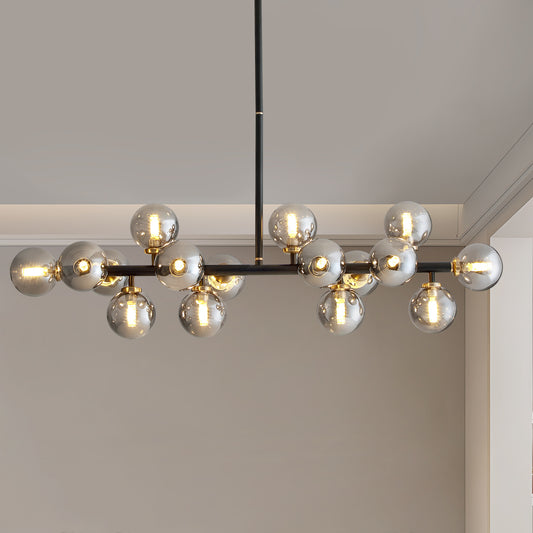 55-Inch Linear Modern Chandelier - 16-Light Glass Globe Pendant
