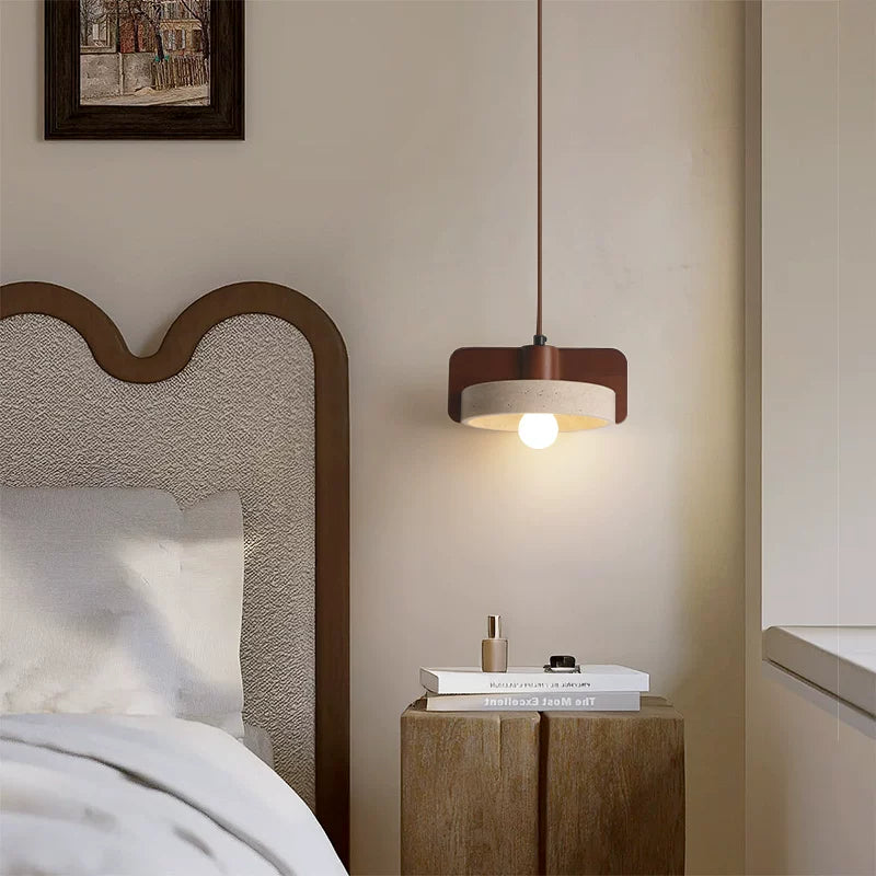 Artisanal Yellow Travertine Pendant Light - Mid-century Modern Sconce