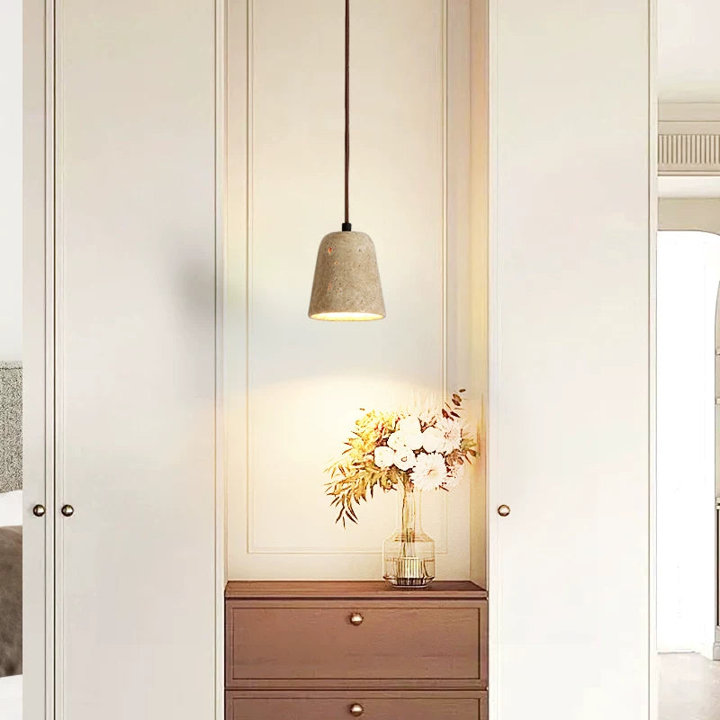 Telescopic Wabi-sabi Travertine Pendant Light - Modern Bedside Chandelier