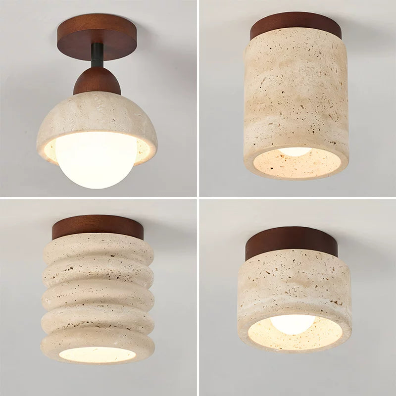 Minimalist Wabi-sabi Travertine Chandelier - Artistic Geometric Lighting
