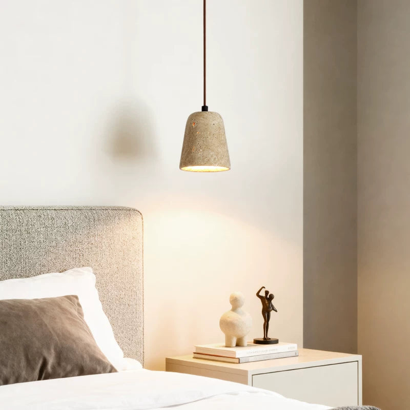 Telescopic Wabi-sabi Travertine Pendant Light - Modern Bedside Chandelier