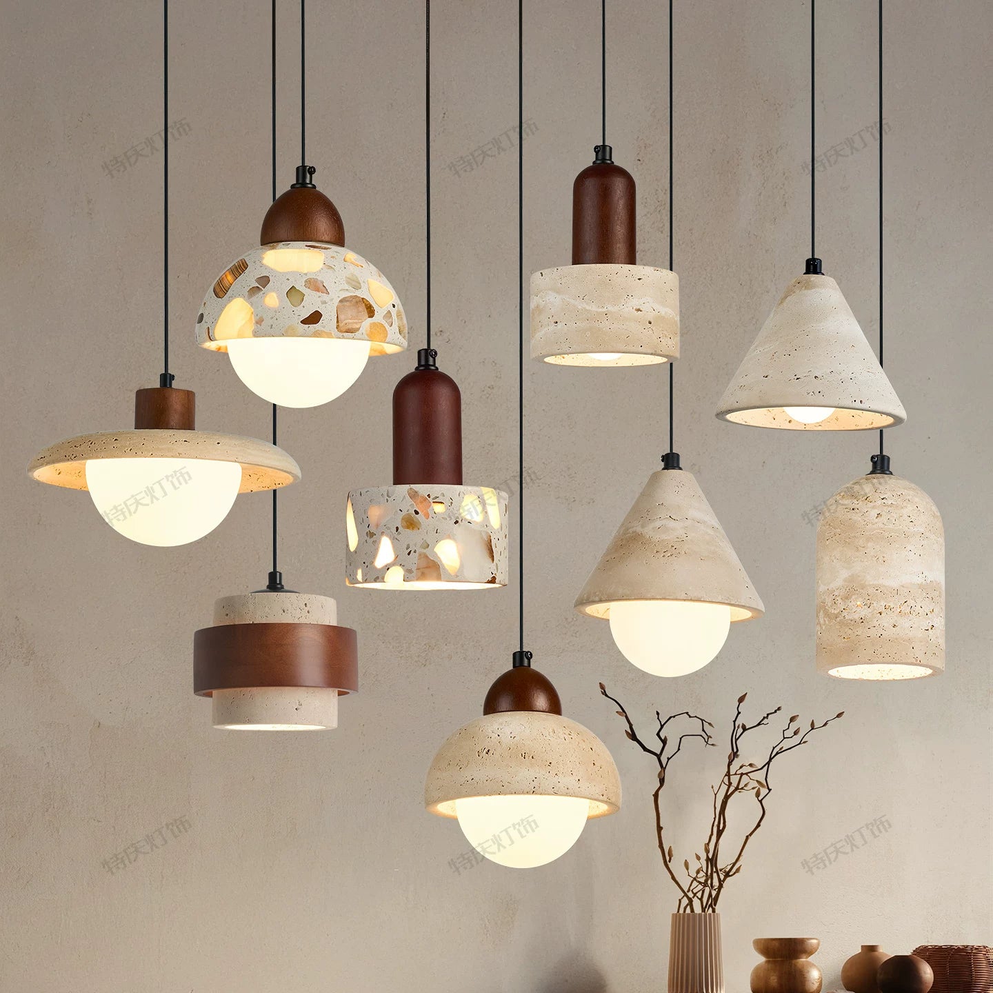 Adjustable Travertine Drop Pendant - Functional Minimalist