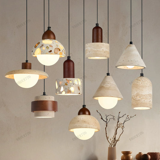 Adjustable Travertine Drop Pendant - Functional Minimalist