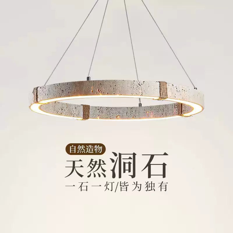 Luxury Circular Travertine Art Chandelier - Architectural Collection