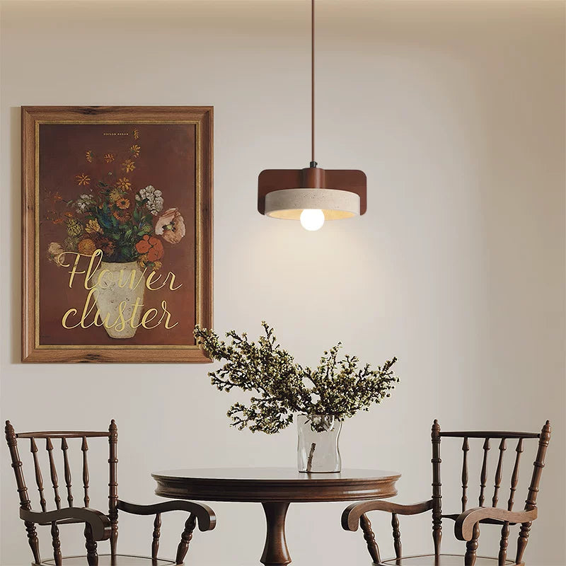 Artisanal Yellow Travertine Pendant Light - Mid-century Modern Sconce