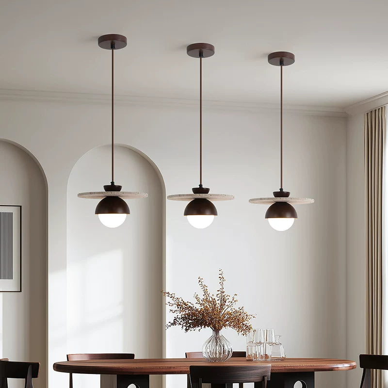 Wabi-Sabi Natural Yellow Travertine Pendant Light - Studio Edition