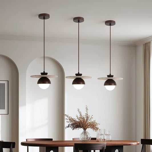 Wabi-Sabi Natural Yellow Travertine Pendant Light - Studio Edition