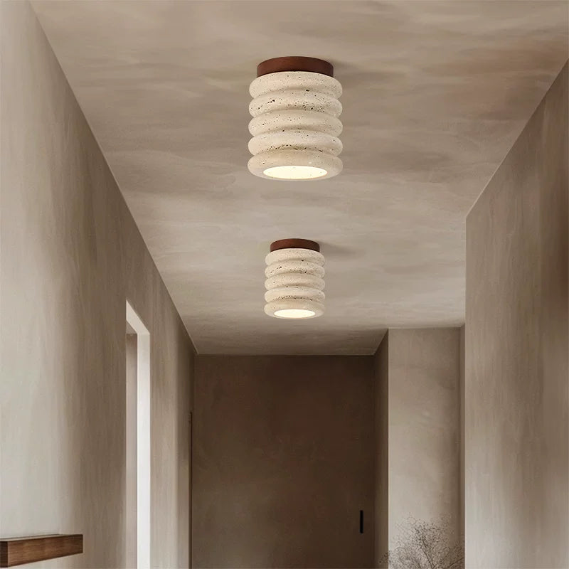 Minimalist Wabi-sabi Travertine Chandelier - Artistic Geometric Lighting