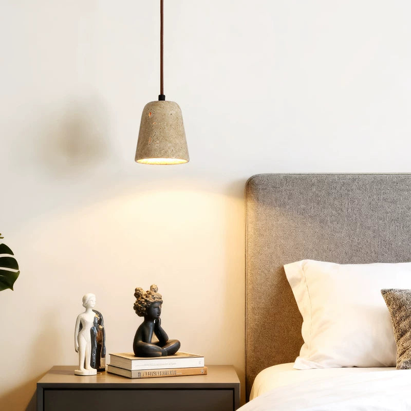 Telescopic Wabi-sabi Travertine Pendant Light - Modern Bedside Chandelier
