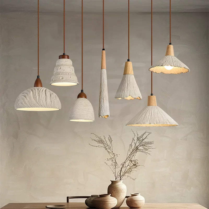 Wabi-sabi Micro-cement Pendant Light - Minimalist Handcrafted Sconce